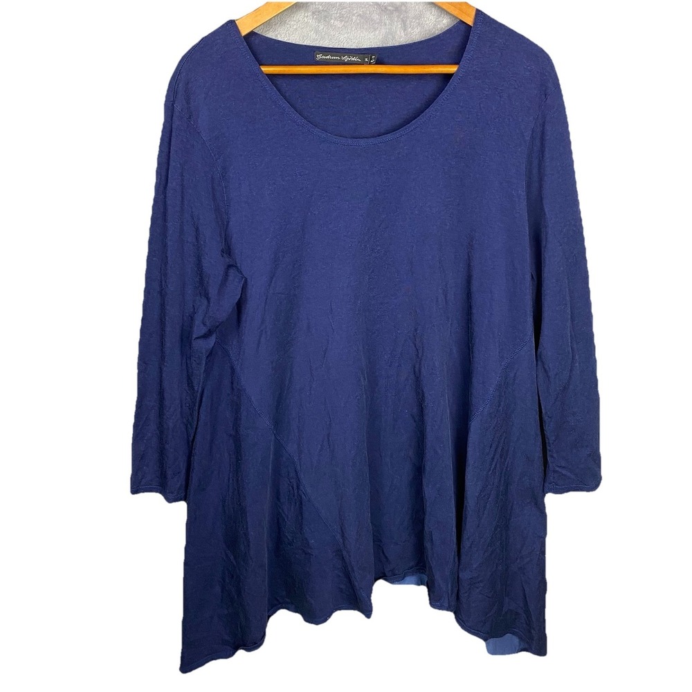 GUDRUN SJODEN Blue Oversized Tunic Dress XL Lagenlook Boho Peasant READ